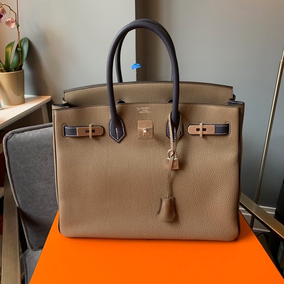 Hermès Birkin 35cm Etope and Blue Marine With Contrasting Stitching VIP SPECIAL - Picture 2 of 10